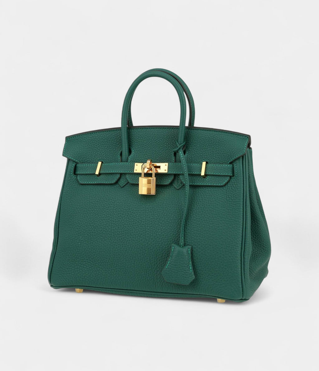 HM BK 25 Cm Handbag In Malachite Green Togo Leather
