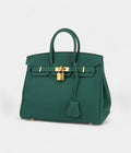 HM BK 25 Cm Handbag In Malachite Green Togo Leather