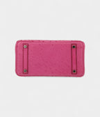 HM BK 25 Cm Handbag In Pink Ostrich Leather