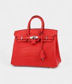 HM BK 25 Cm Handbag In Red Geranium Alligator