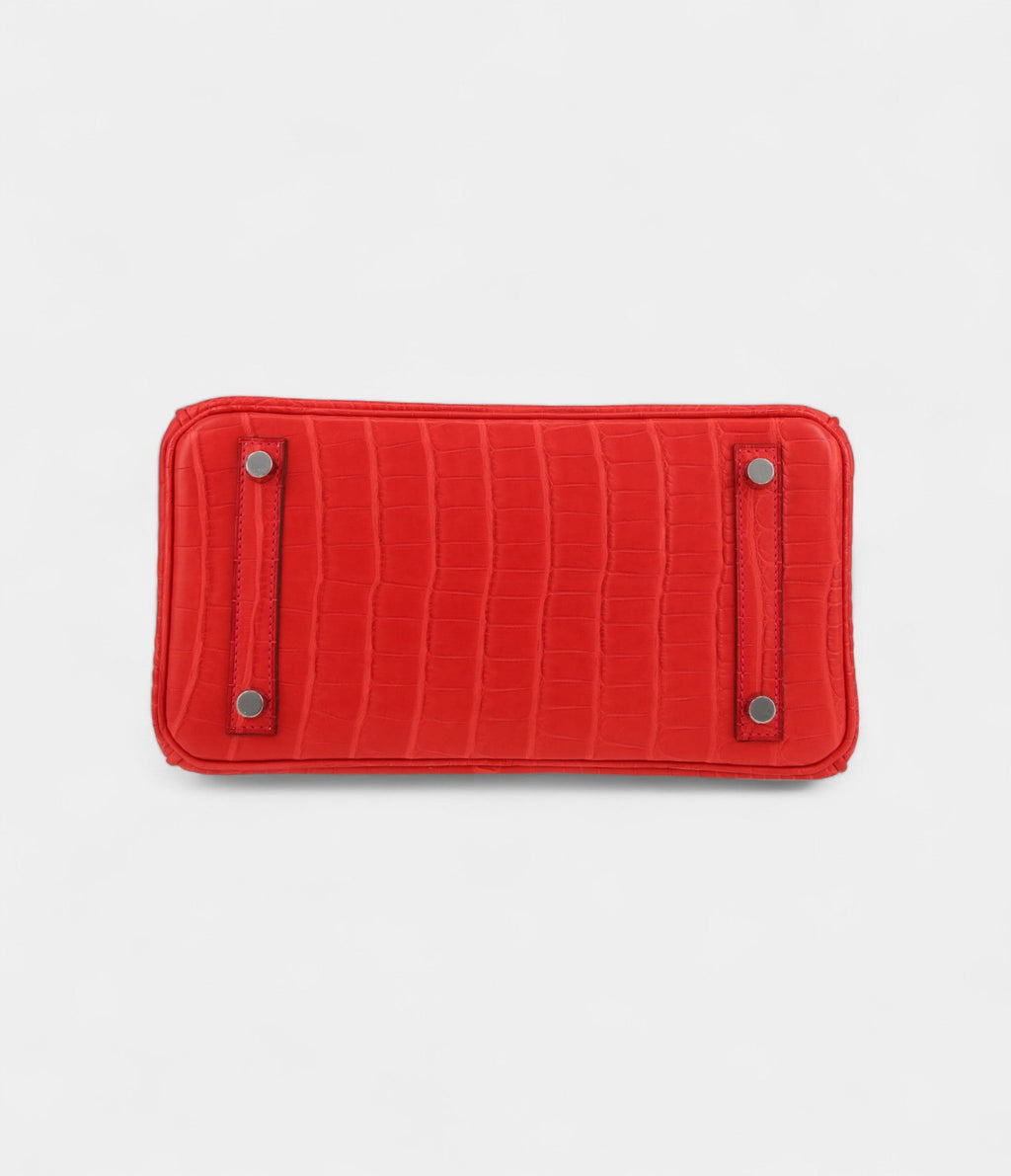 HM BK 25 Cm Handbag In Red Geranium Alligator