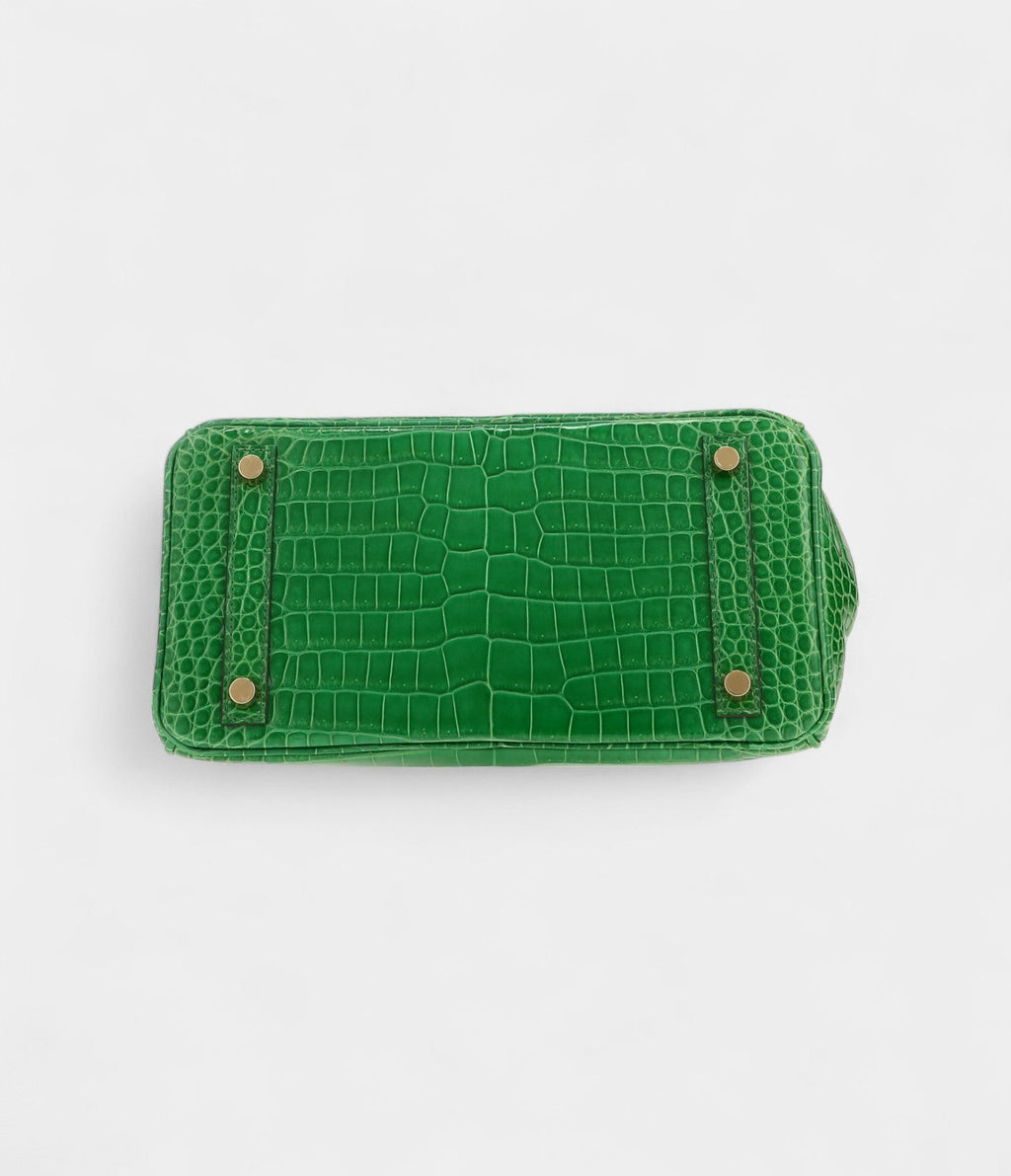 HM BK 25 Cm Handbag In Vert Cactus Porosus Crocodile