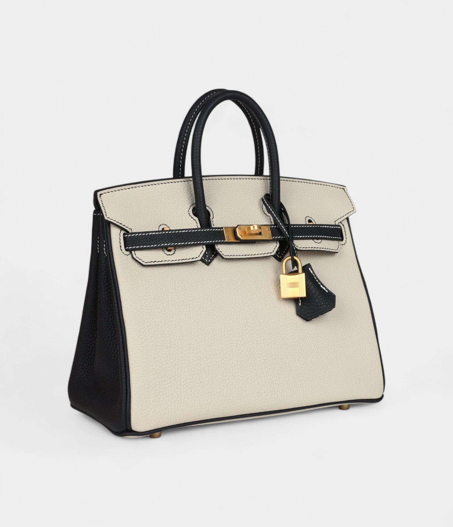 HM BK 25 Craie and Black Togo Brushed Gold Hardware