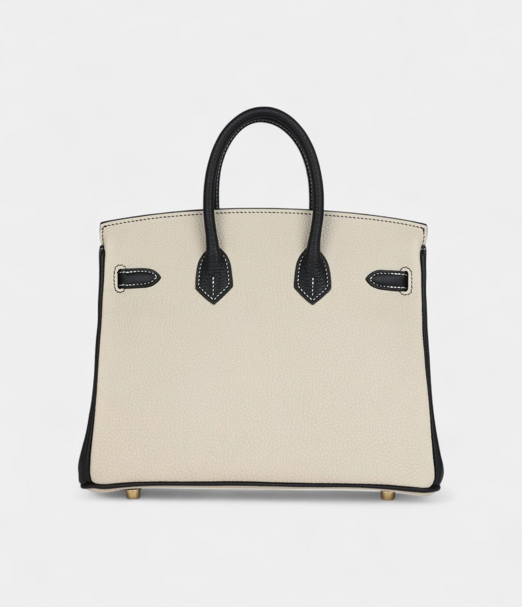 HM BK 25 Craie and Black Togo Brushed Gold Hardware