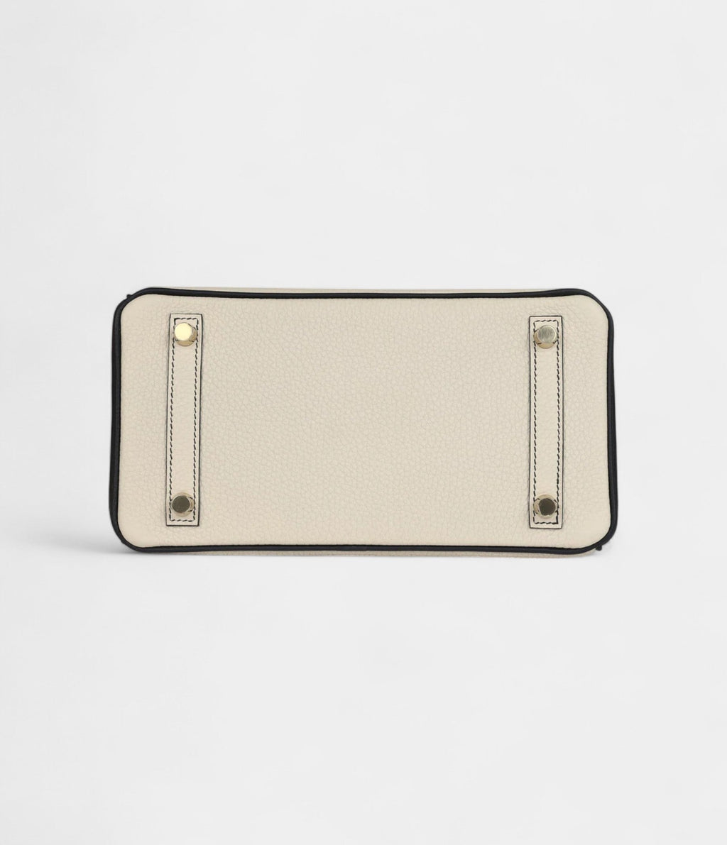HM BK 25 Craie and Black Togo Brushed Gold Hardware