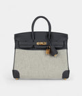 HM BK 25 Ecru and Ardoise Toile H Canvas and Ardoise Swift Gold Hardware