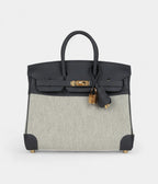 HM BK 25 Ecru and Ardoise Toile H Canvas and Ardoise Swift Gold Hardware