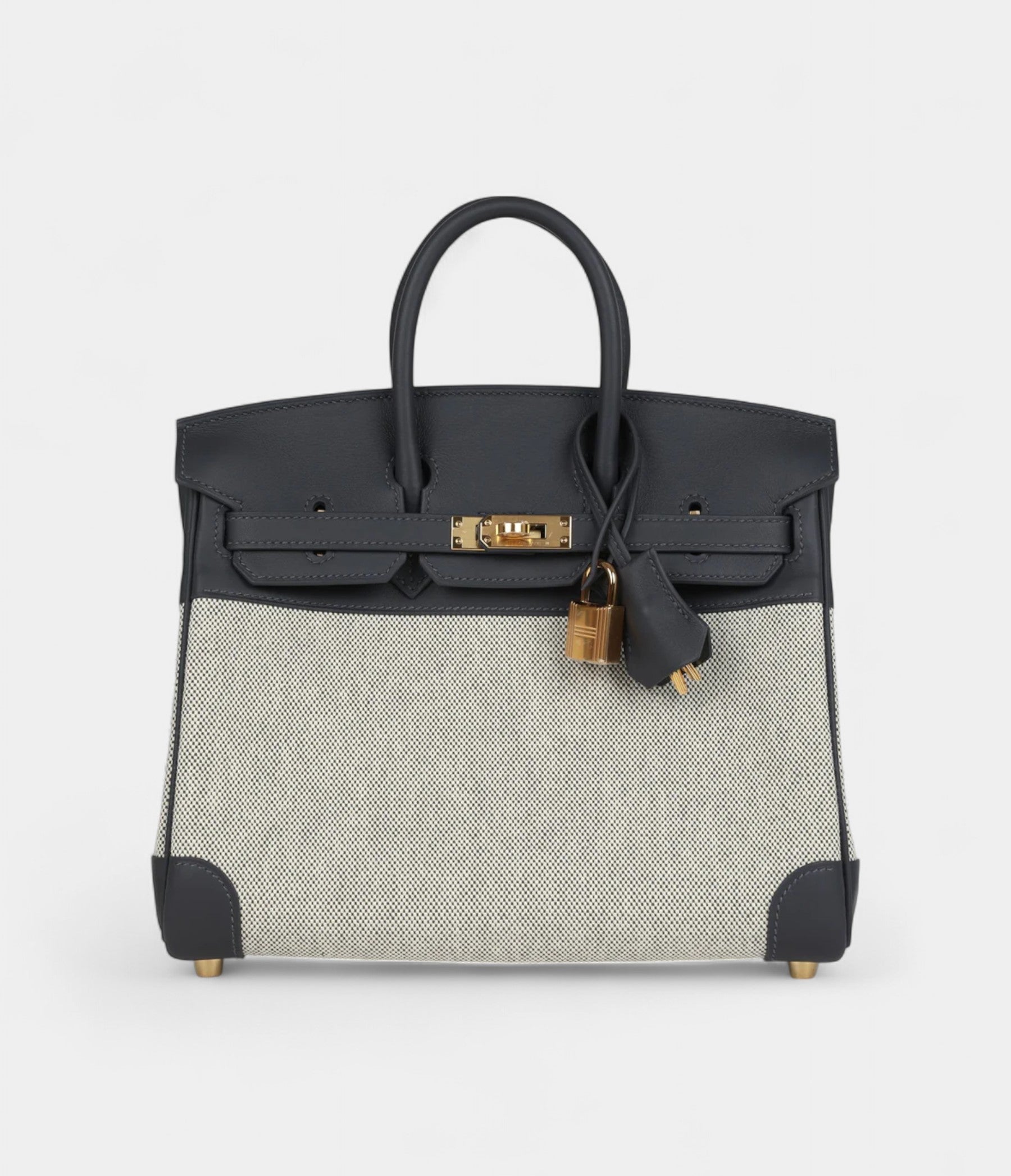 HM BK 25 Ecru and Ardoise Toile H Canvas and Ardoise Swift Gold Hardware