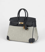 HM BK 25 Ecru and Ardoise Toile H Canvas and Ardoise Swift Gold Hardware