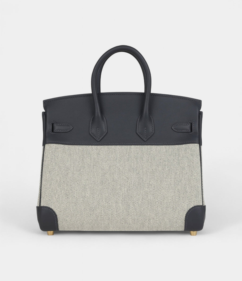 HM BK 25 Ecru and Ardoise Toile H Canvas and Ardoise Swift Gold Hardware