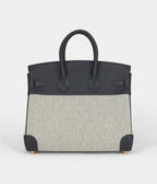 HM BK 25 Ecru and Ardoise Toile H Canvas and Ardoise Swift Gold Hardware