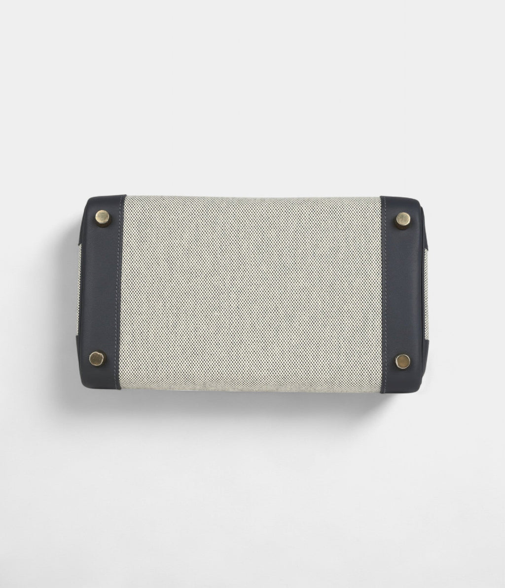 HM BK 25 Ecru and Ardoise Toile H Canvas and Ardoise Swift Gold Hardware