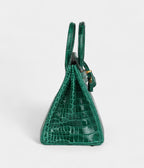 HM BK 25 Emerald Shiny Porosus Crocodile Gold Hardware
