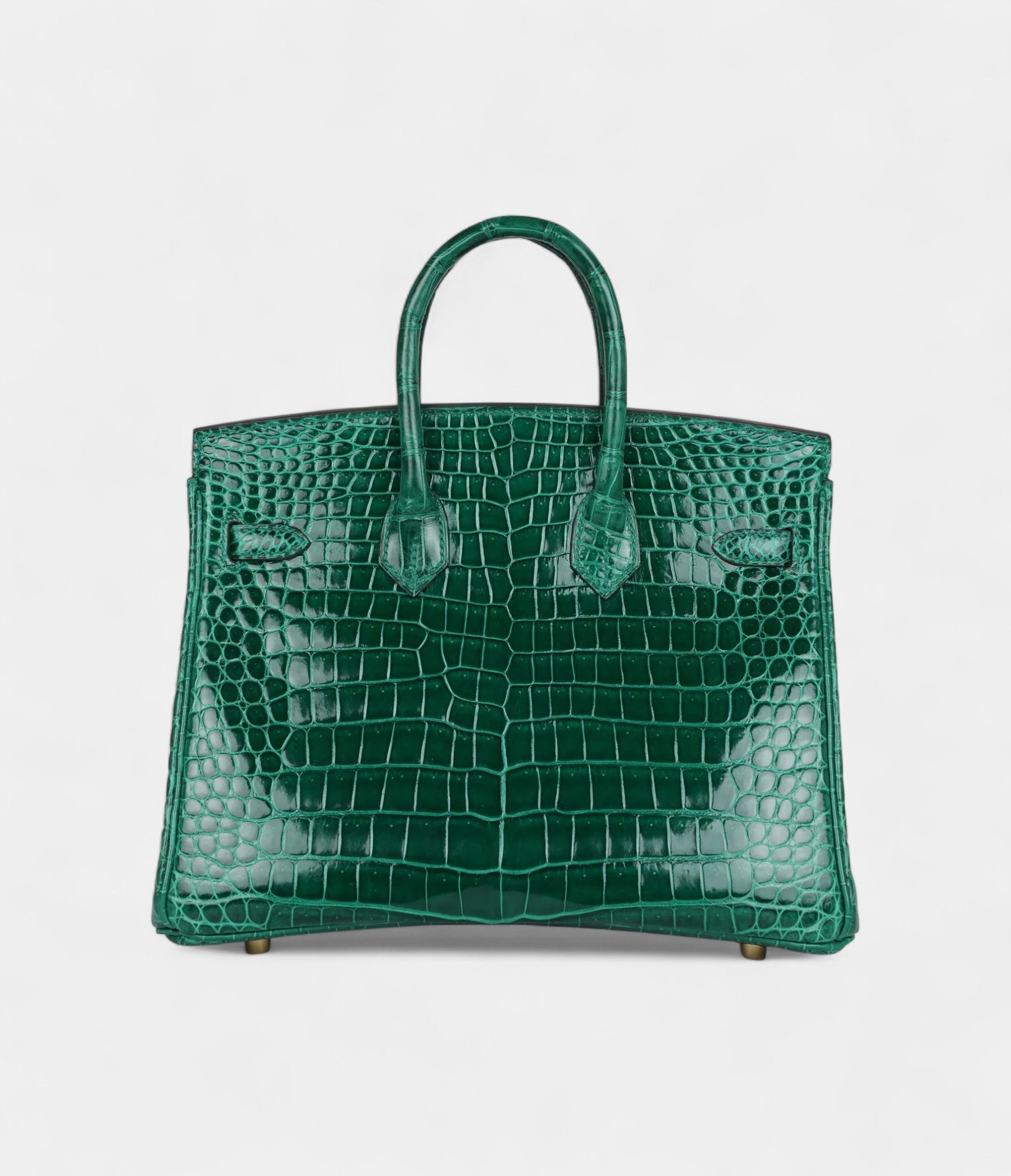 HM BK 25 Emerald Shiny Porosus Crocodile Gold Hardware