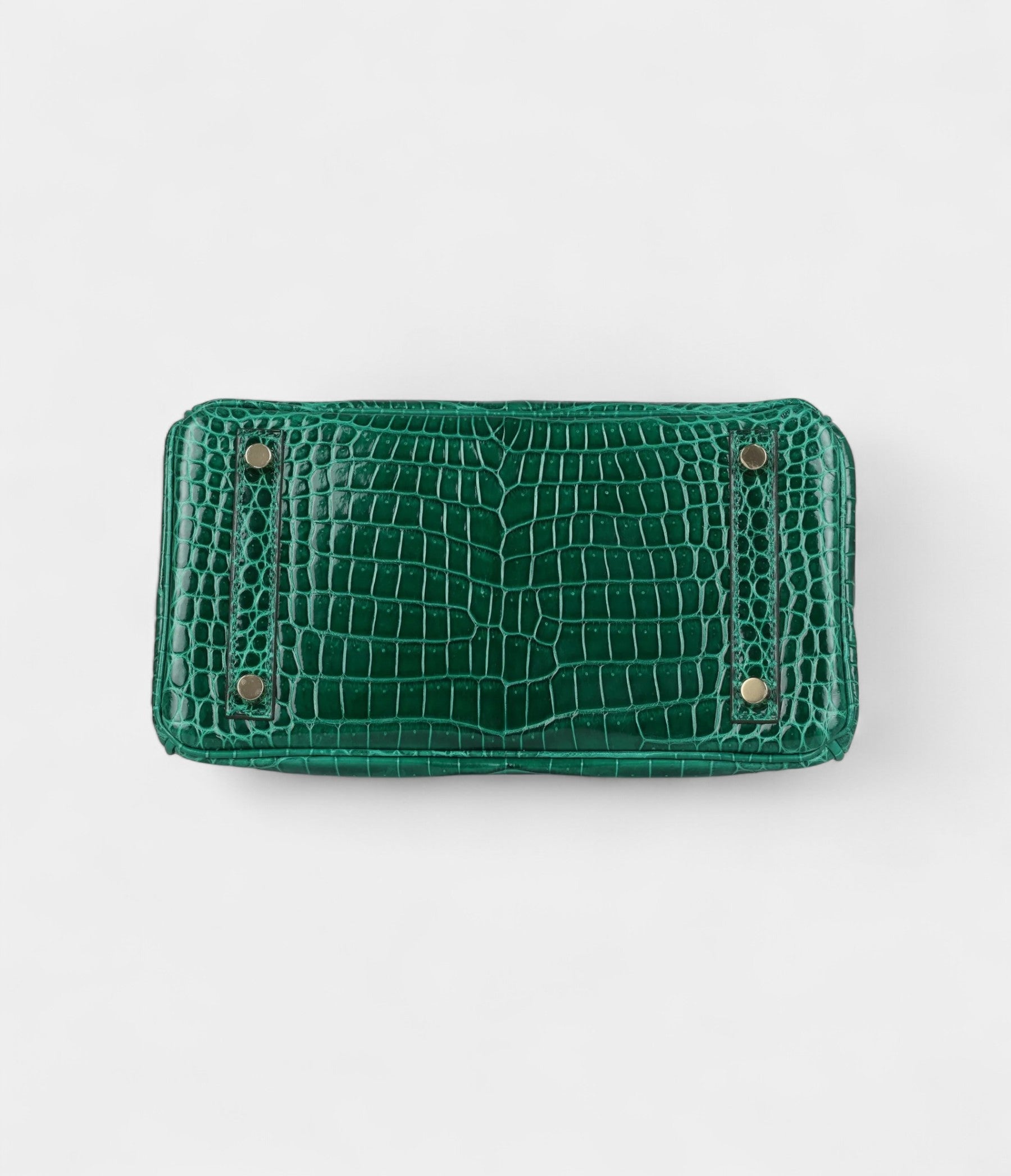 HM BK 25 Emerald Shiny Porosus Crocodile Gold Hardware
