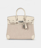 HM BK 25 Nata Swift and Ecru-Beige Toile H Canvas Palladium Hardware