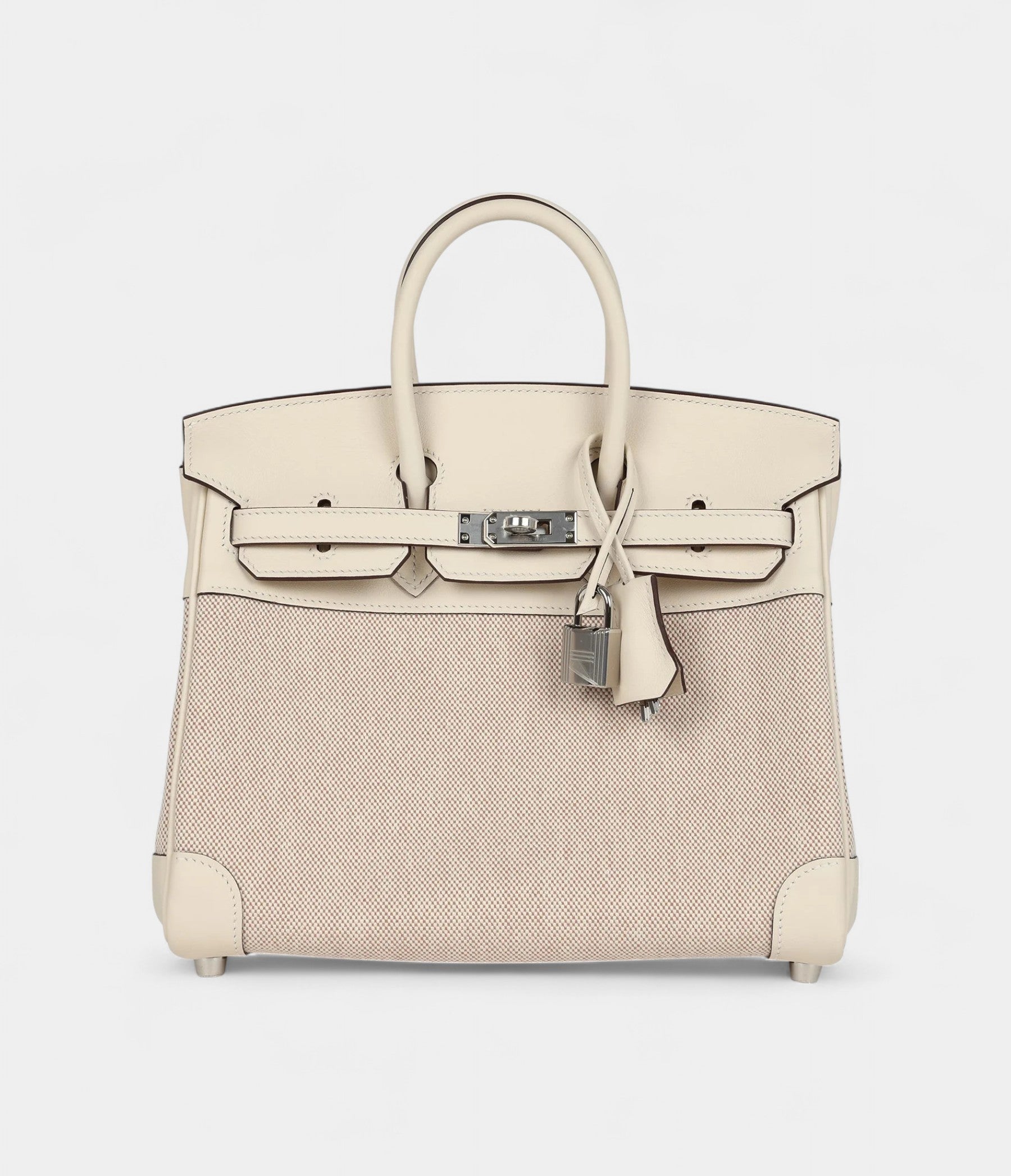 HM BK 25 Nata Swift and Ecru-Beige Toile H Canvas Palladium Hardware