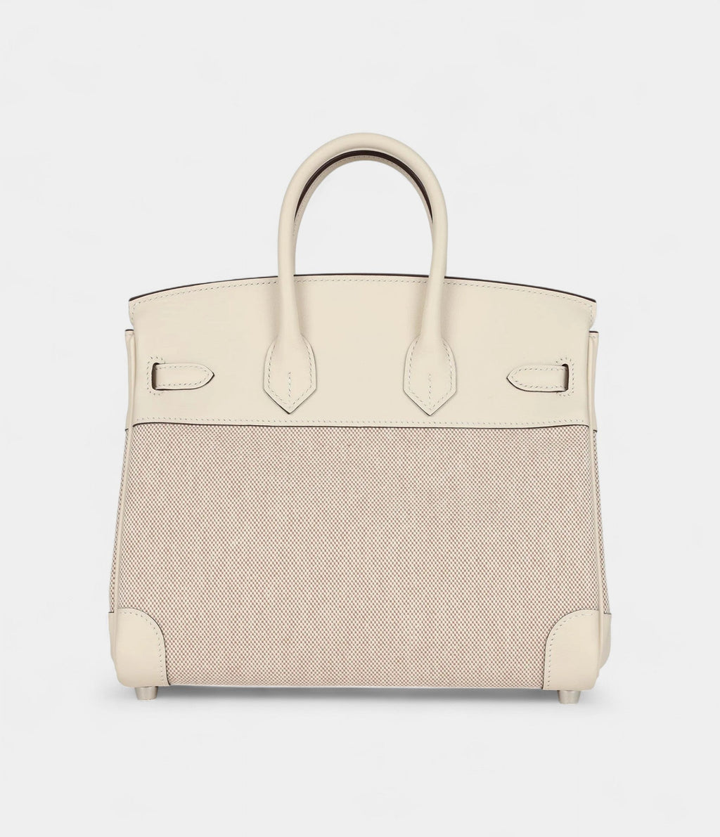 HM BK 25 Nata Swift and Ecru-Beige Toile H Canvas Palladium Hardware