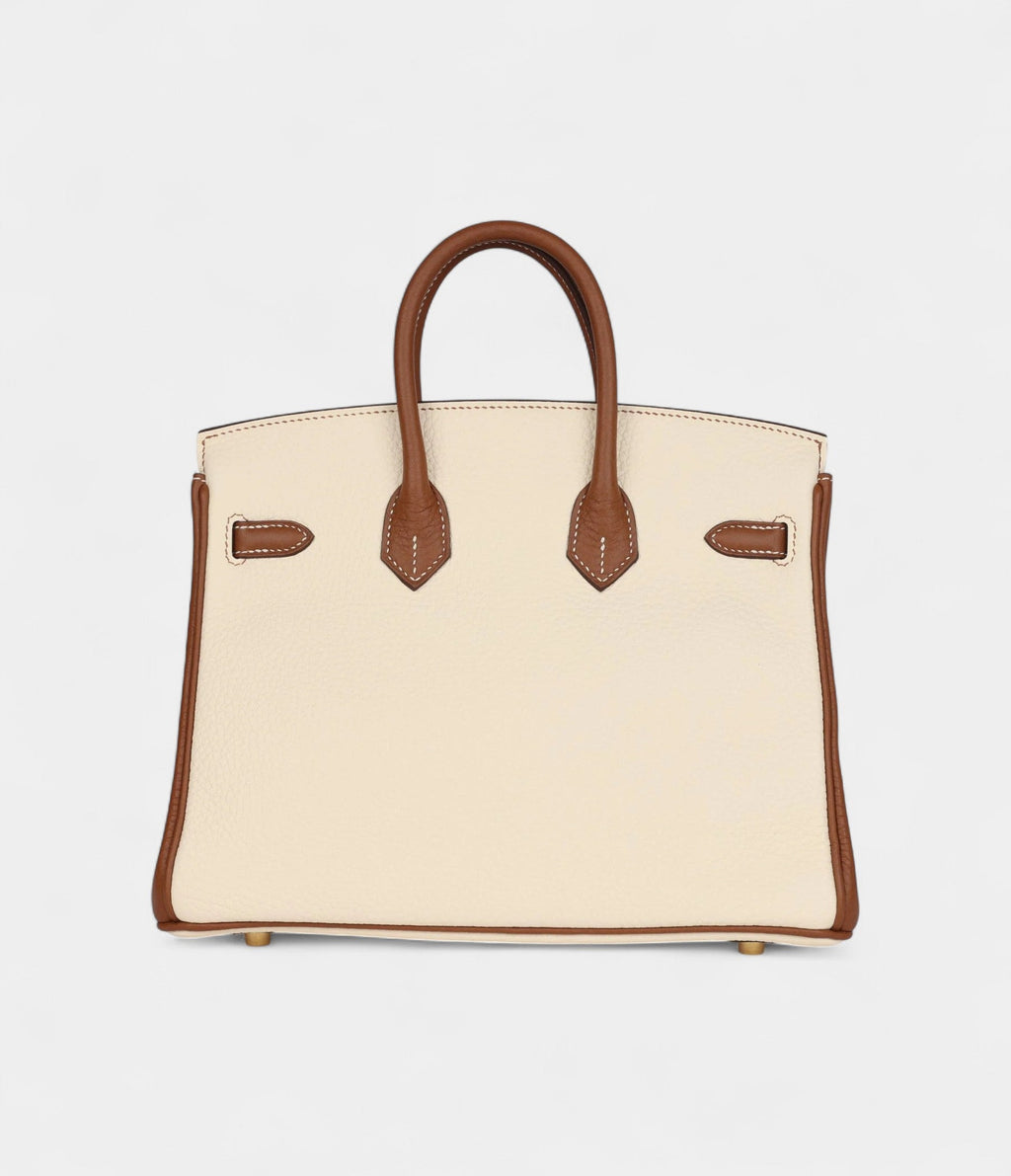 HM BK 25 Nata and Gold Clemence Brushed Gold Hardware