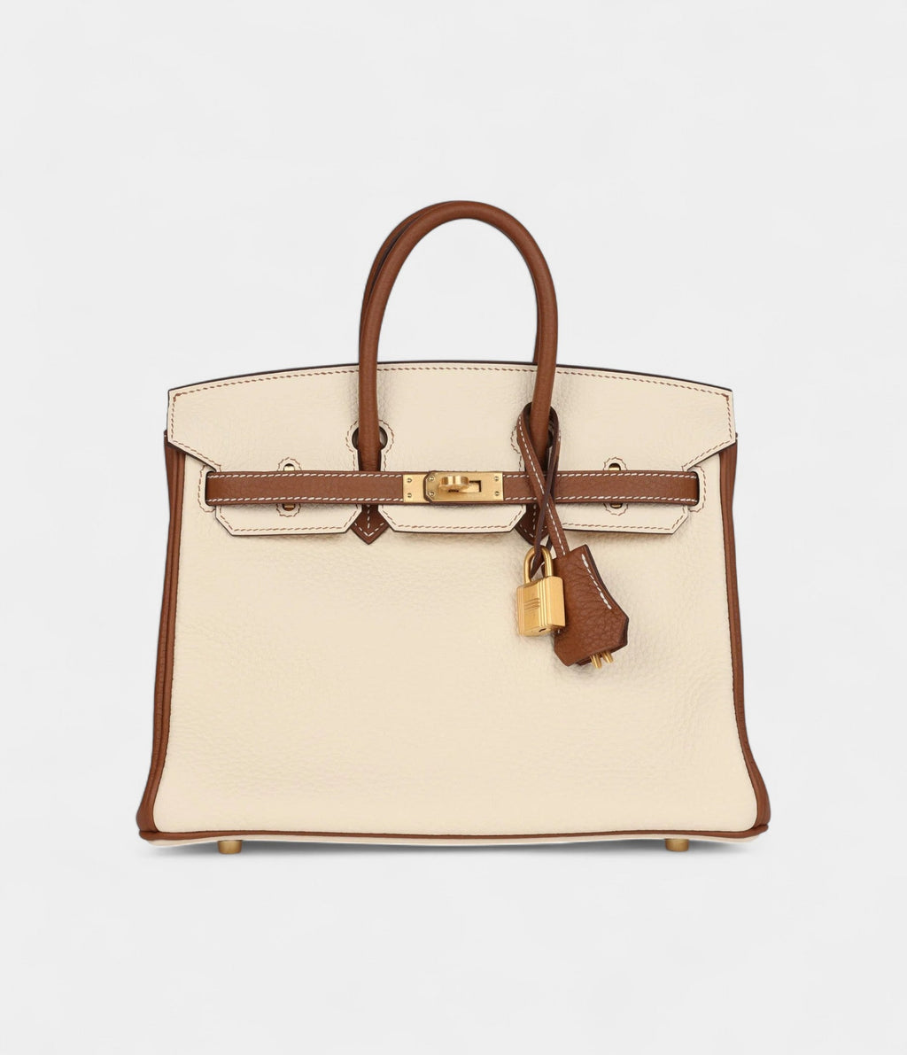 HM BK 25 Nata and Gold Clemence Brushed Gold Hardware