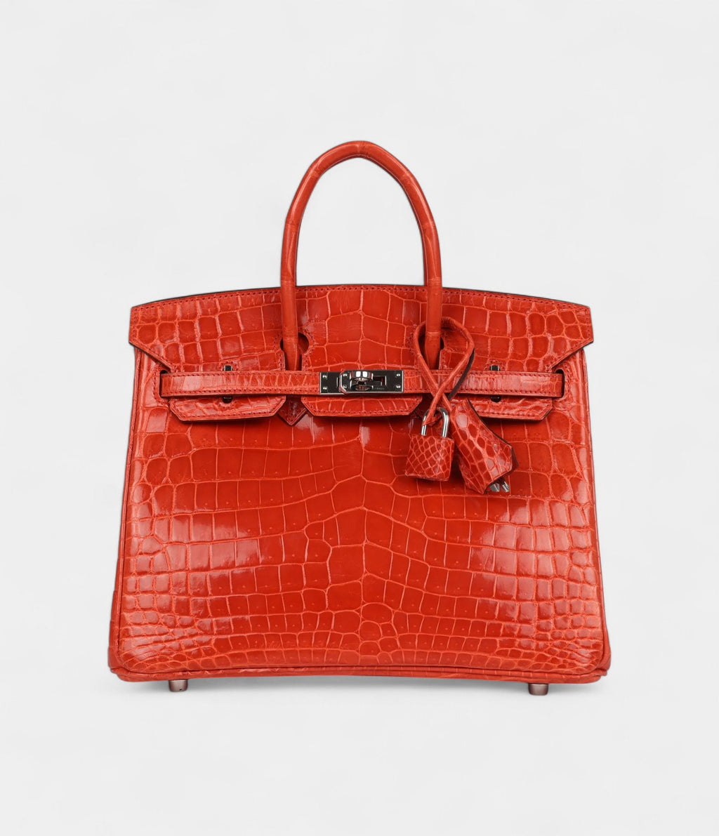 HM BK 25 Orange Poppy Shiny Niloticus Crocodile Palladium Hardware