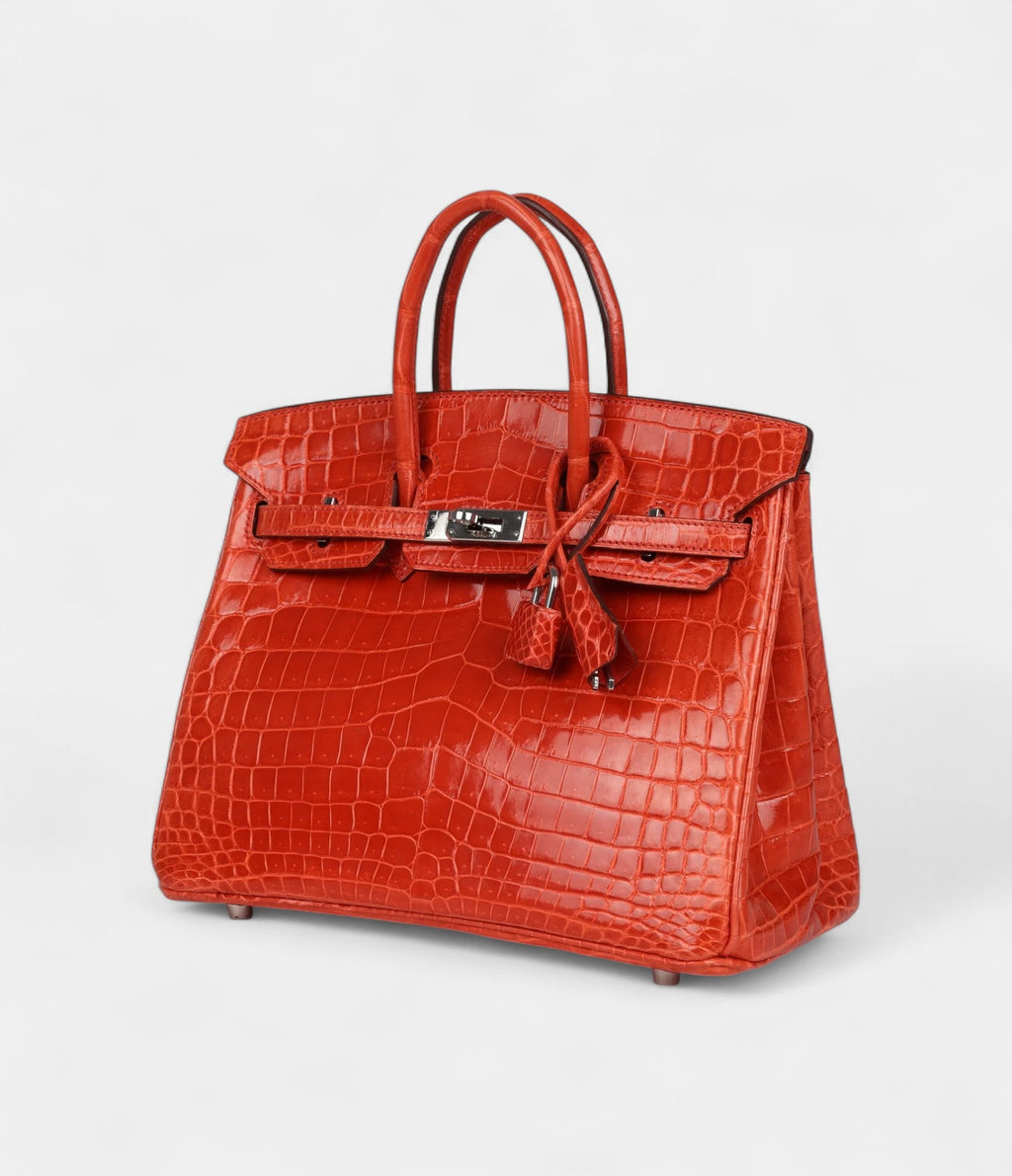 HM BK 25 Orange Poppy Shiny Niloticus Crocodile Palladium Hardware