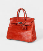 HM BK 25 Orange Poppy Shiny Niloticus Crocodile Palladium Hardware