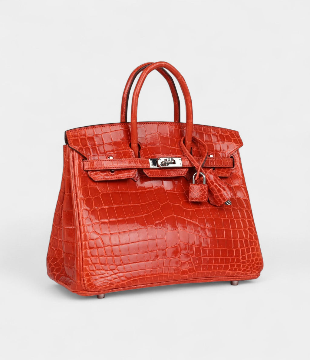 HM BK 25 Orange Poppy Shiny Niloticus Crocodile Palladium Hardware