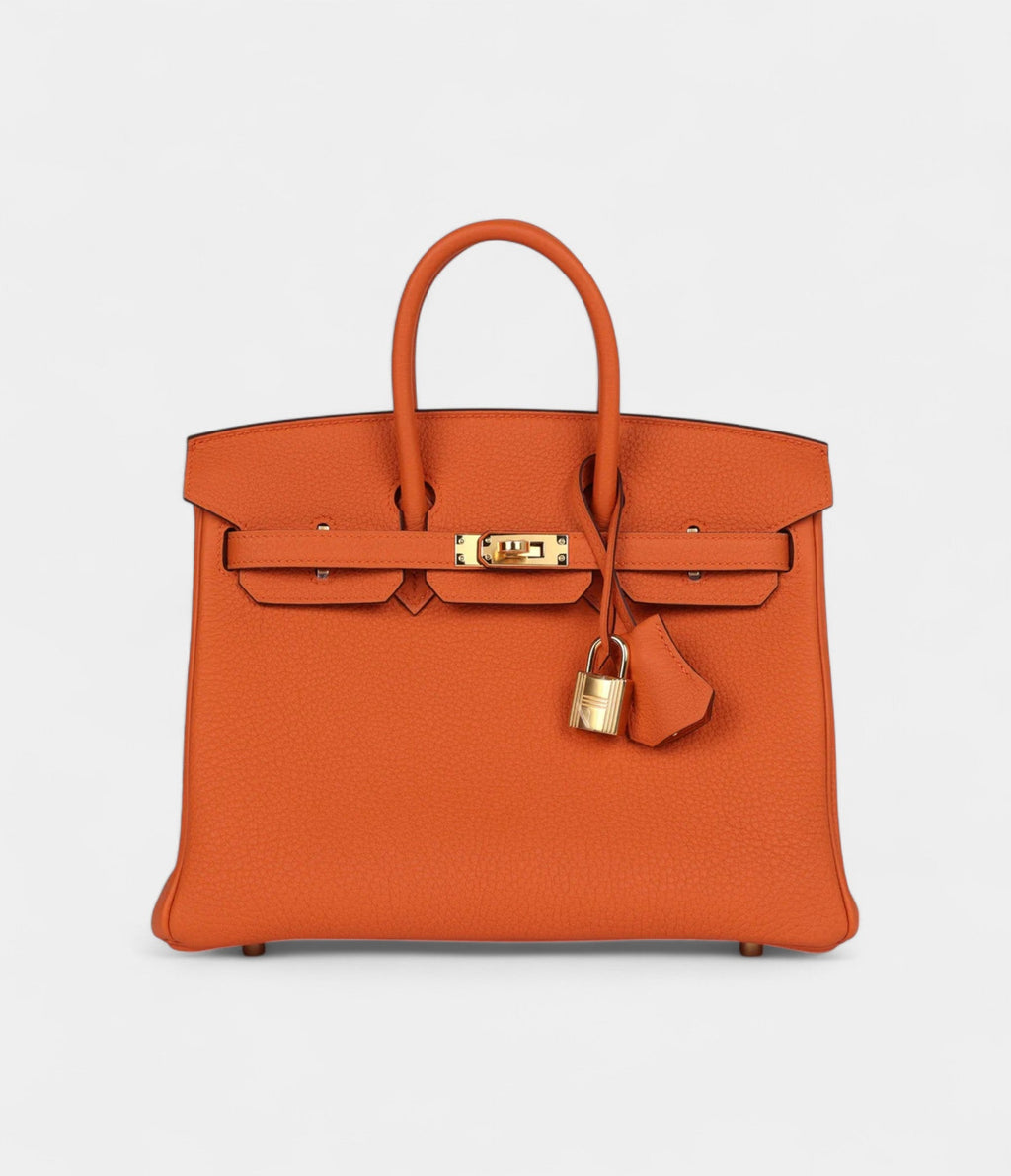 HM BK 25 Orange Togo Gold Hardware