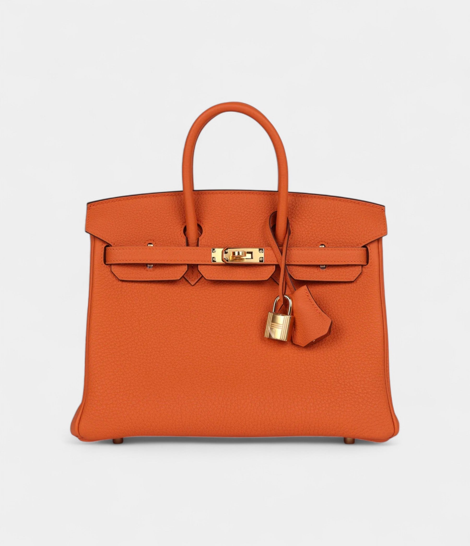 HM BK 25 Orange Togo Gold Hardware