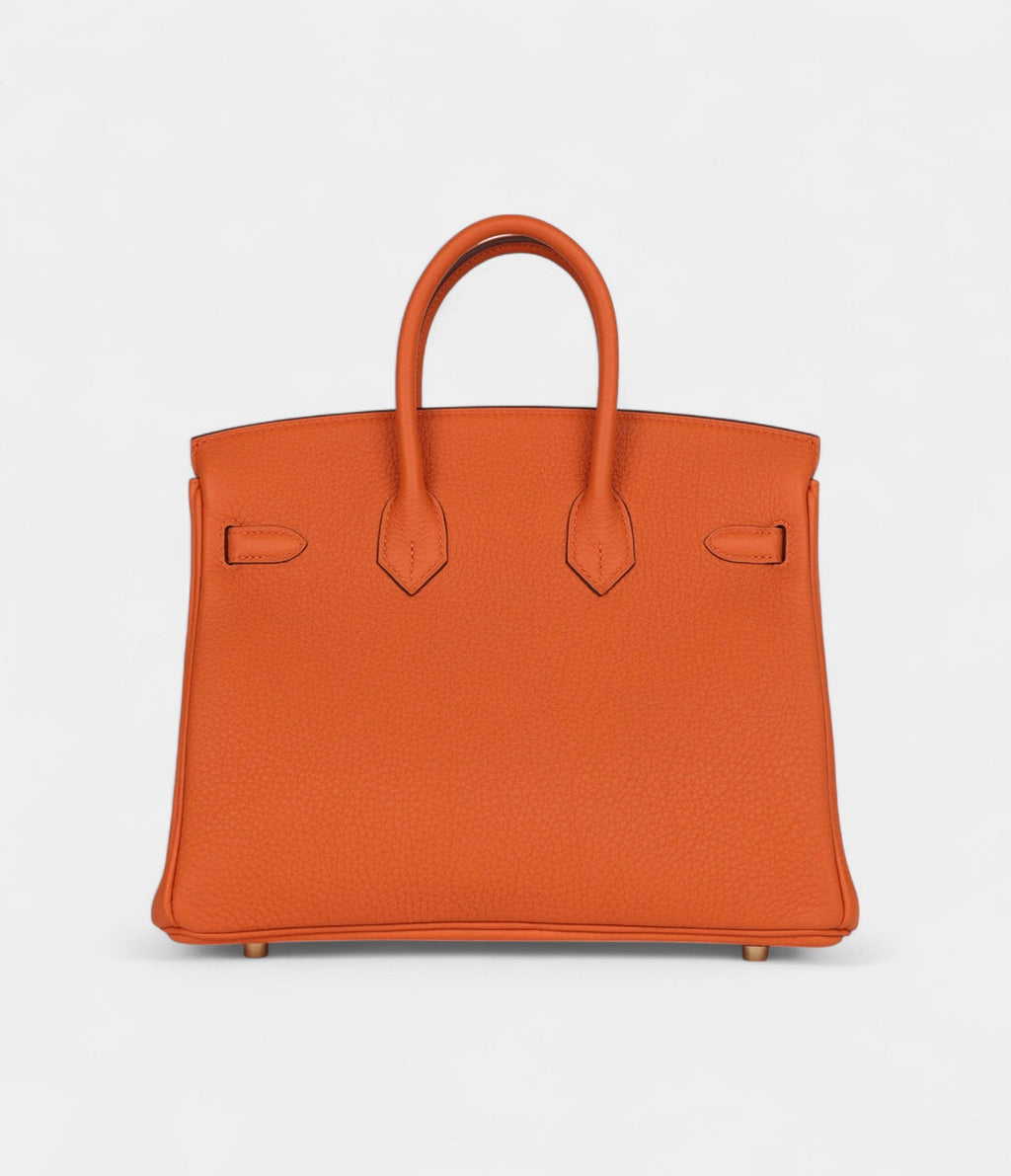 HM BK 25 Orange Togo Gold Hardware