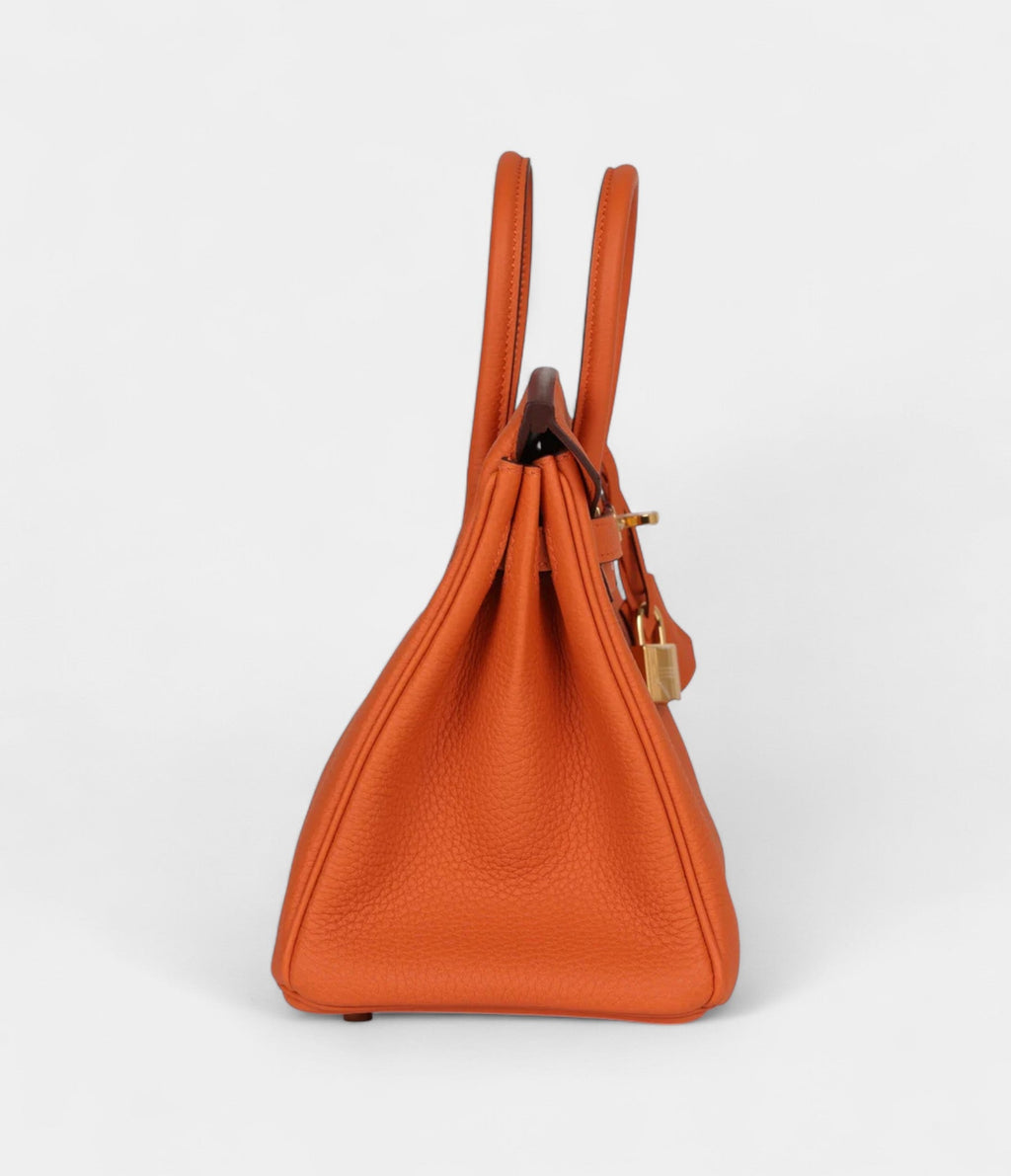 HM BK 25 Orange Togo Gold Hardware