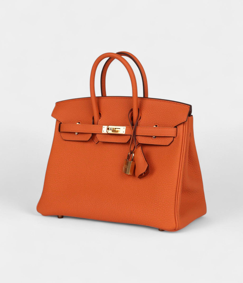 HM BK 25 Orange Togo Gold Hardware