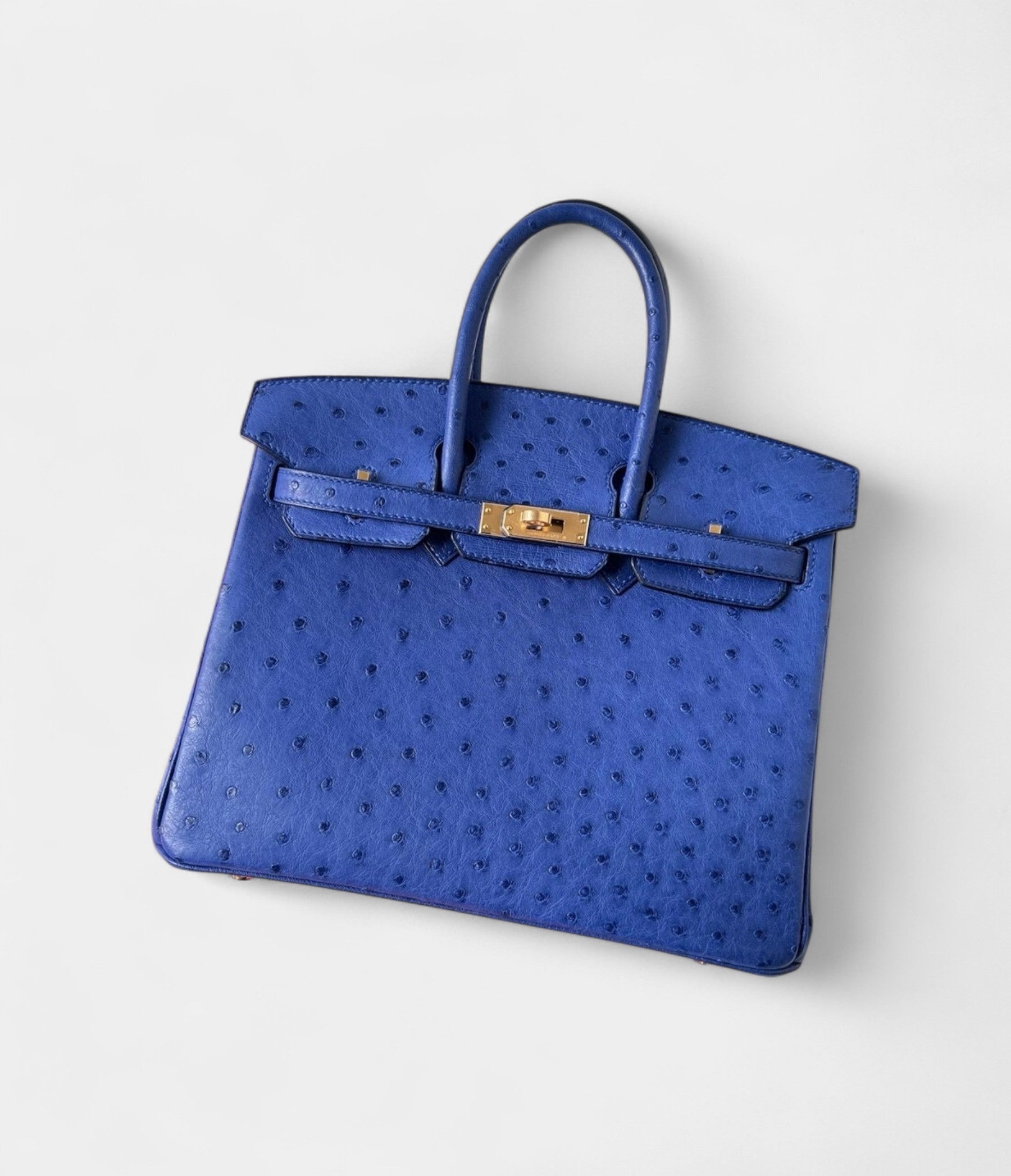 Hermes BK 25 Retourne Handmade Bag In Blue Zellige Ostrich Leather