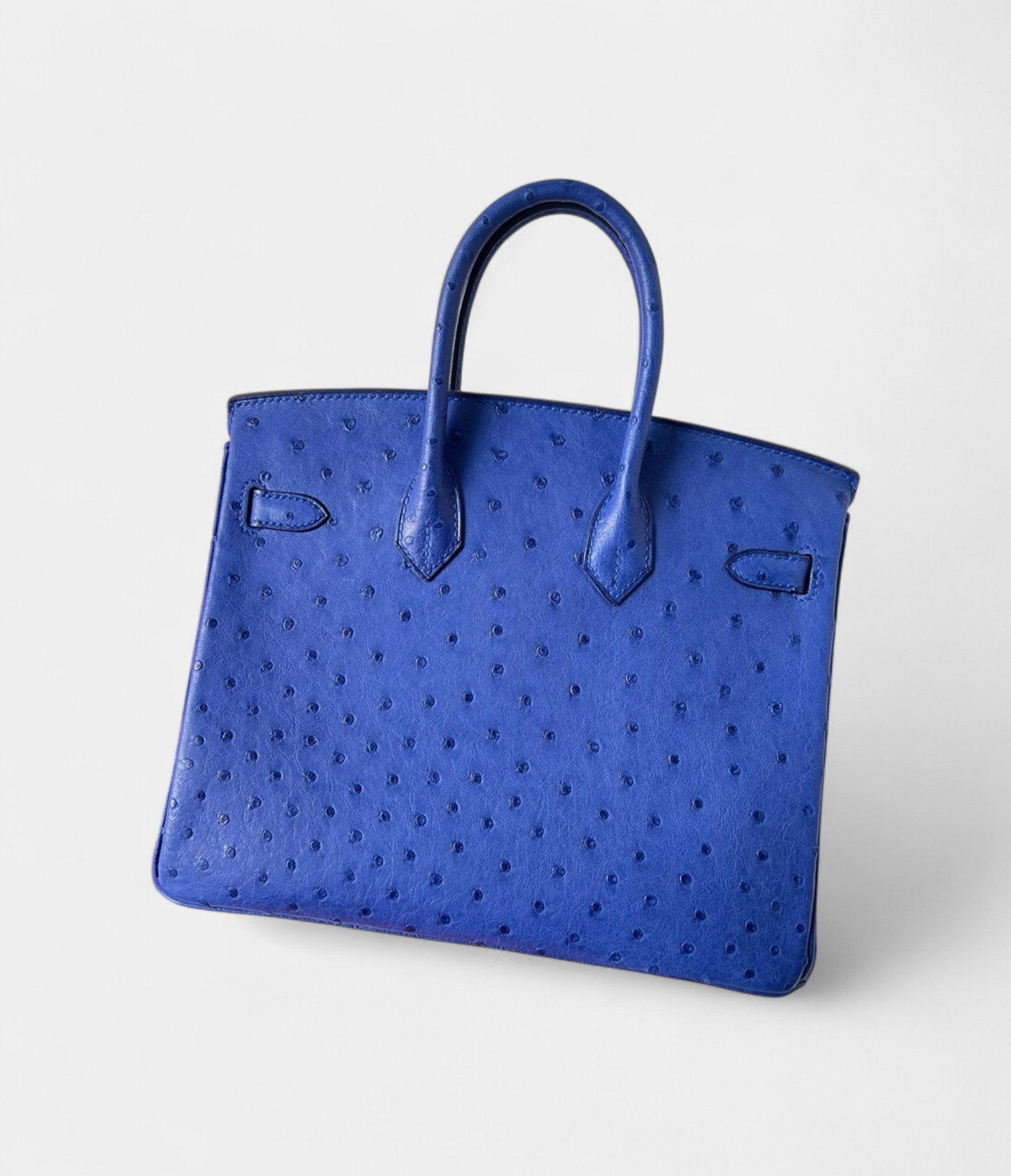 Hermes BK 25 Retourne Handmade Bag In Blue Zellige Ostrich Leather