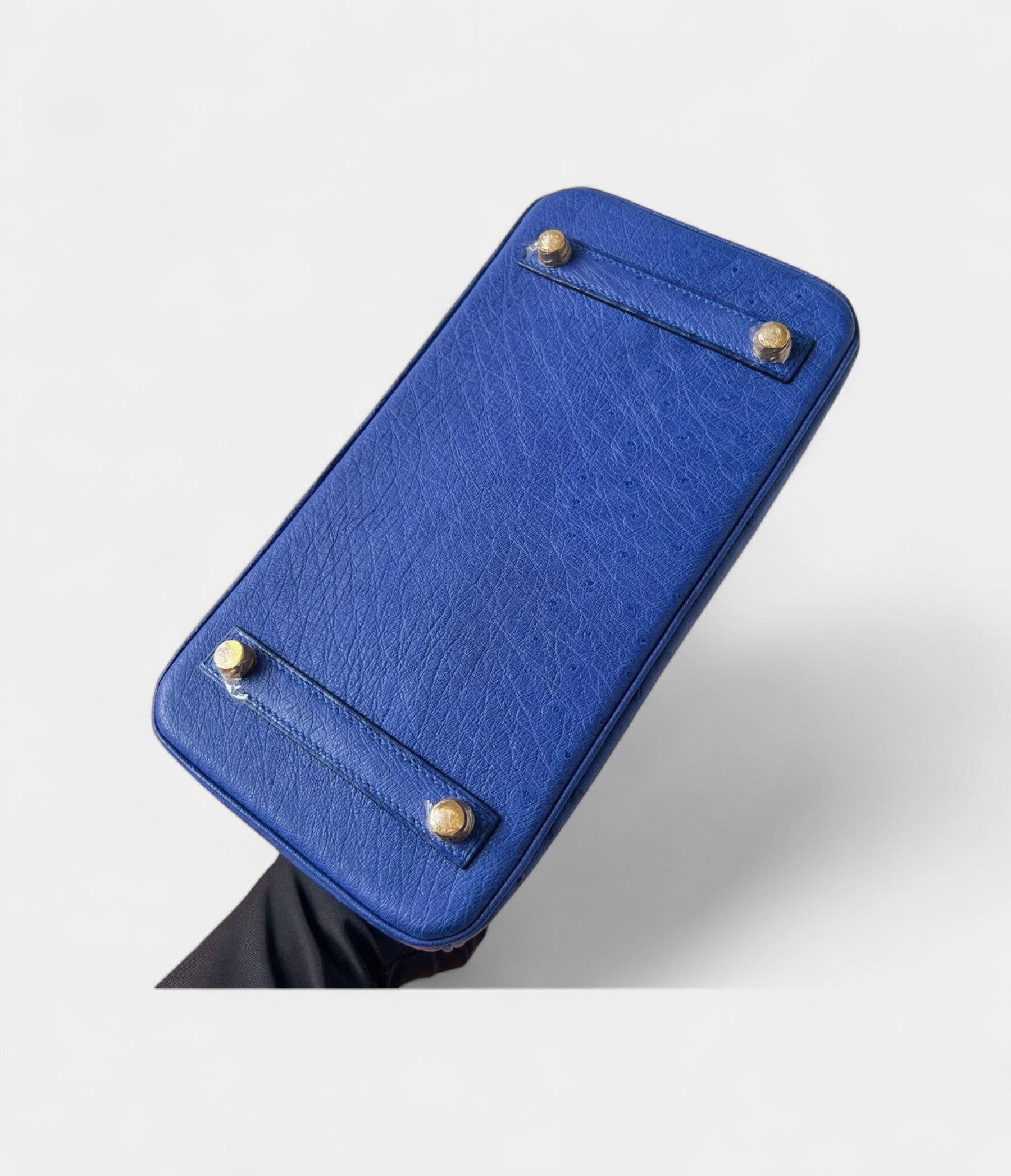 Hermes BK 25 Retourne Handmade Bag In Blue Zellige Ostrich Leather