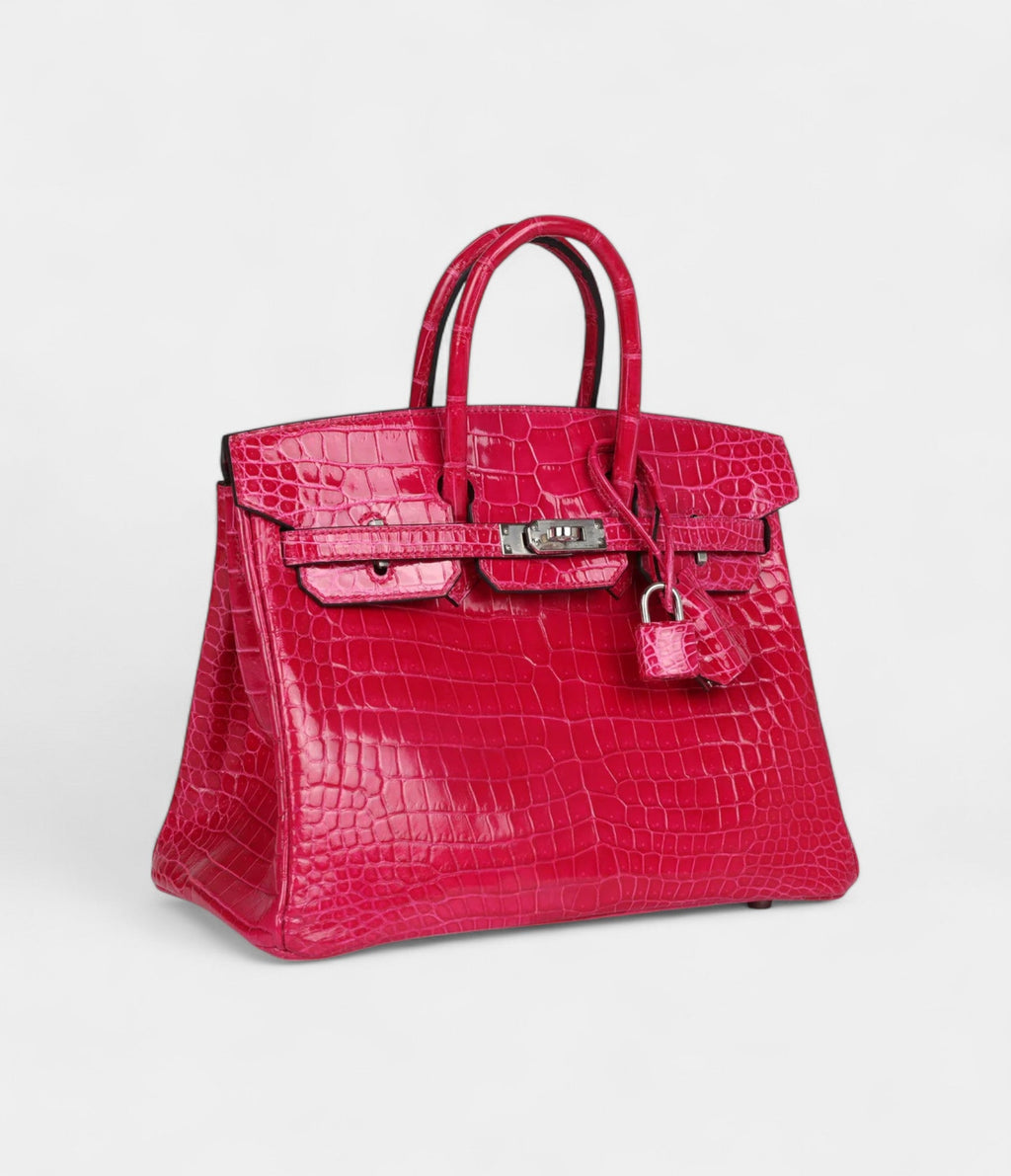HM BK 25 Rose Mexico Shiny Porosus Crocodile Palladium Hardware