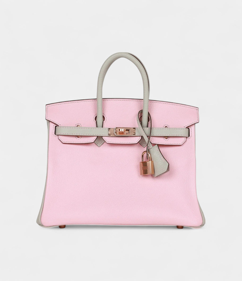 HM BK 25 Rose Sakura and Gris Perle Chevre Mysore Rose Gold Hardware