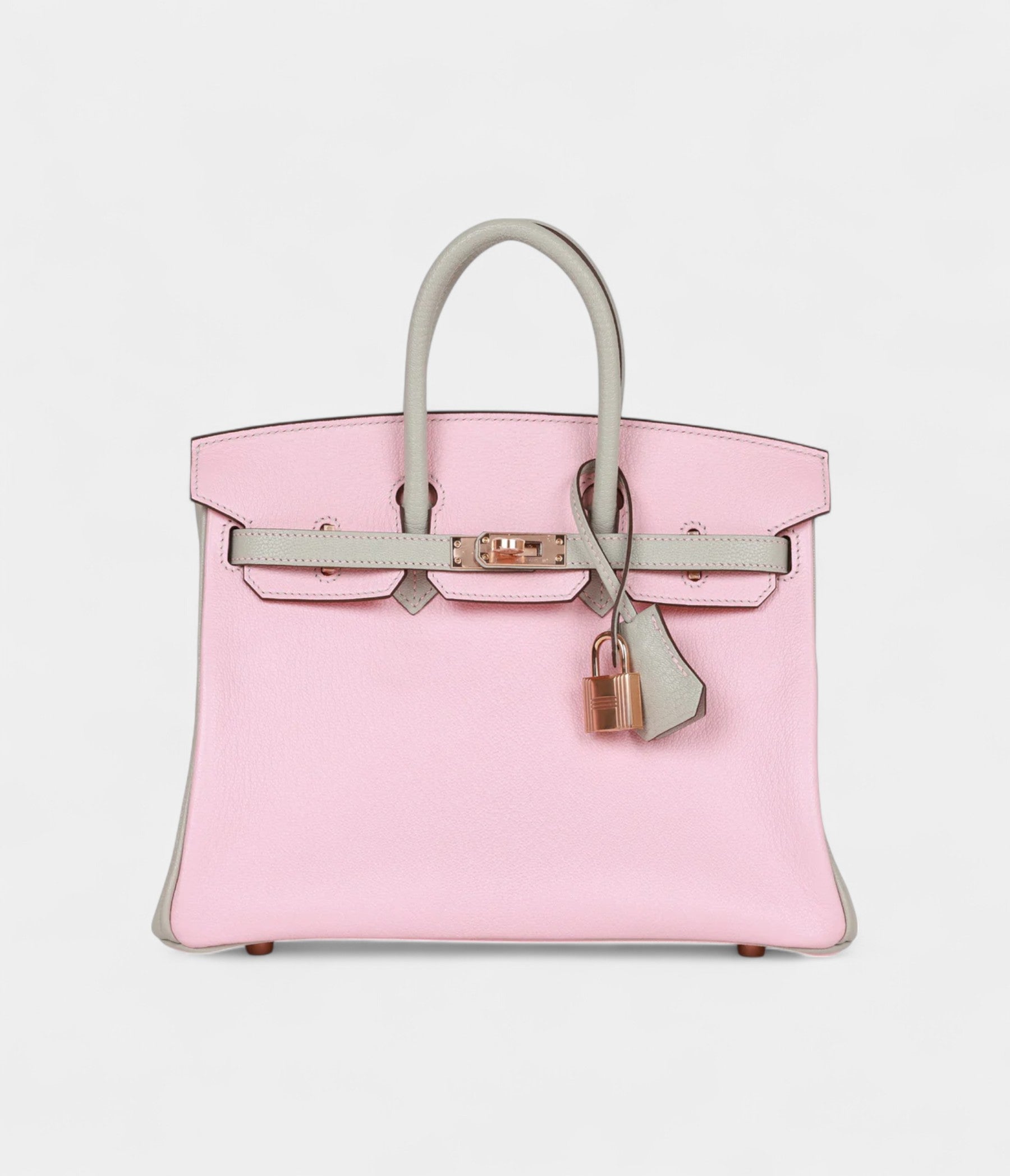 HM BK 25 Rose Sakura and Gris Perle Chevre Mysore Rose Gold Hardware