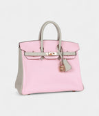 HM BK 25 Rose Sakura and Gris Perle Chevre Mysore Rose Gold Hardware