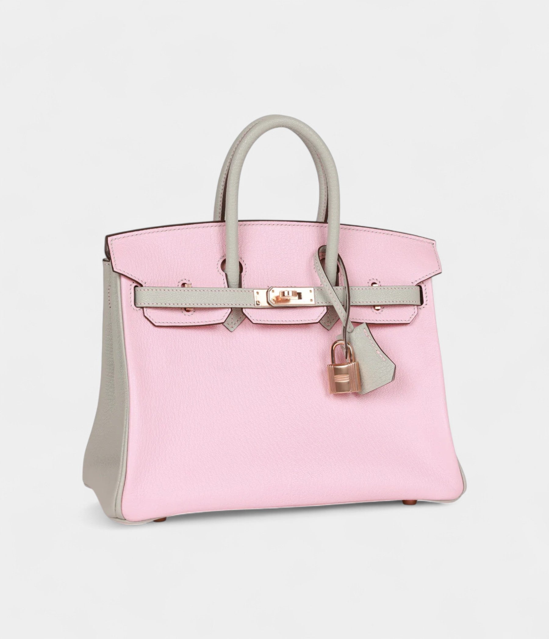 HM BK 25 Rose Sakura and Gris Perle Chevre Mysore Rose Gold Hardware