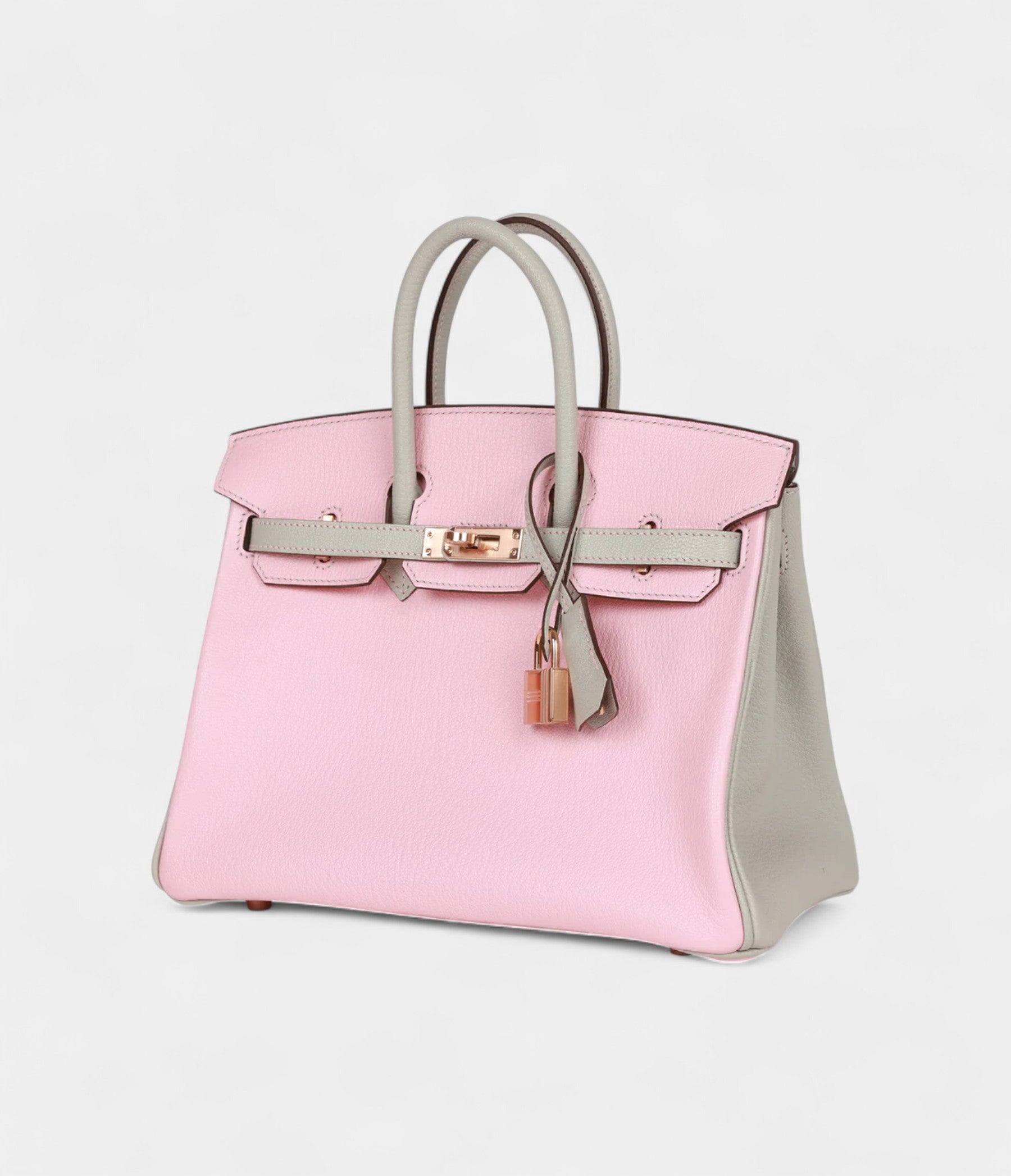 HM BK 25 Rose Sakura and Gris Perle Chevre Mysore Rose Gold Hardware
