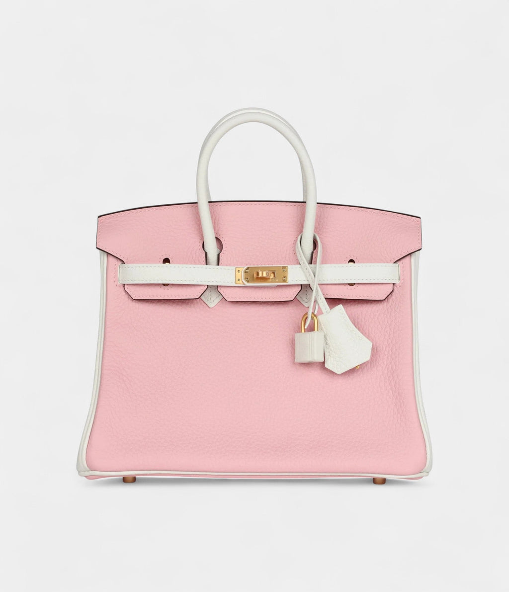 HM BK 25 Rose Sakura and White Clemence Brushed Gold Hardware
