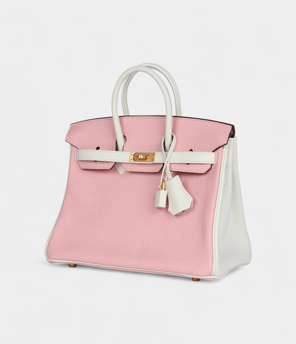 HM BK 25 Rose Sakura and White Clemence Brushed Gold Hardware
