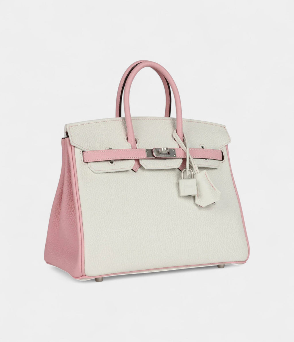 HM BK 25 Rose Sakura and White Clemence Brushed Palladium Hardware