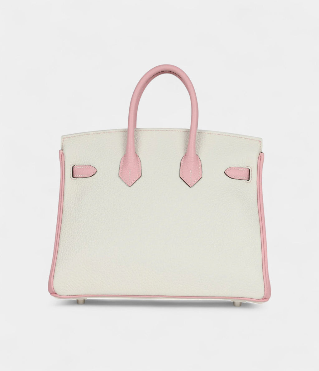 HM BK 25 Rose Sakura and White Clemence Brushed Palladium Hardware