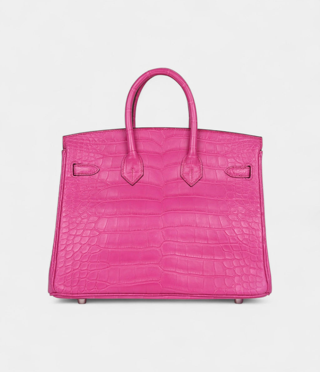 HM BK 25 Rose Shocking Matte Alligator Palladium Hardware