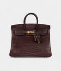 HM BK 25 Rouge Sellier Matte Porosus Crocodile Gold Hardware