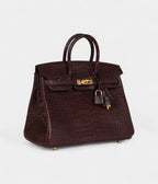 HM BK 25 Rouge Sellier Matte Porosus Crocodile Gold Hardware
