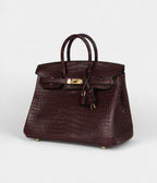 HM BK 25 Rouge Sellier Matte Porosus Crocodile Gold Hardware